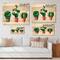 Designart - Three Cactus In Clay Pots - Botanical Print on Natural Pine Wood